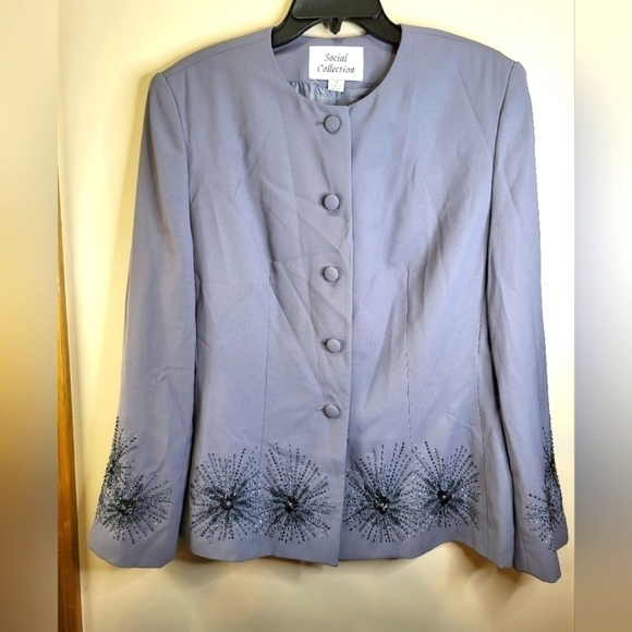 Vintage Social Collection size 12 jacket and skirt grey - Picture 6 of 16